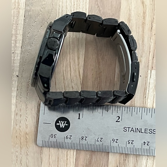 Claiborne Men’s Watch Black Dial Black Bracelet Date Window Stainless Hands - Picture 11 of 11